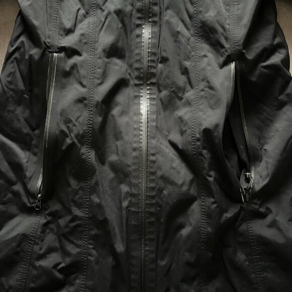 Lululemon Rain Jacket Coat Women Black Hooded Zip Up Long Length Windproof READ - Picture 5 of 14